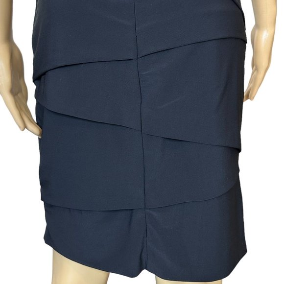 White House Halter Artichoke Dress Size 8 Black Layered Stretch Eyelet Neck - Picture 9 of 13